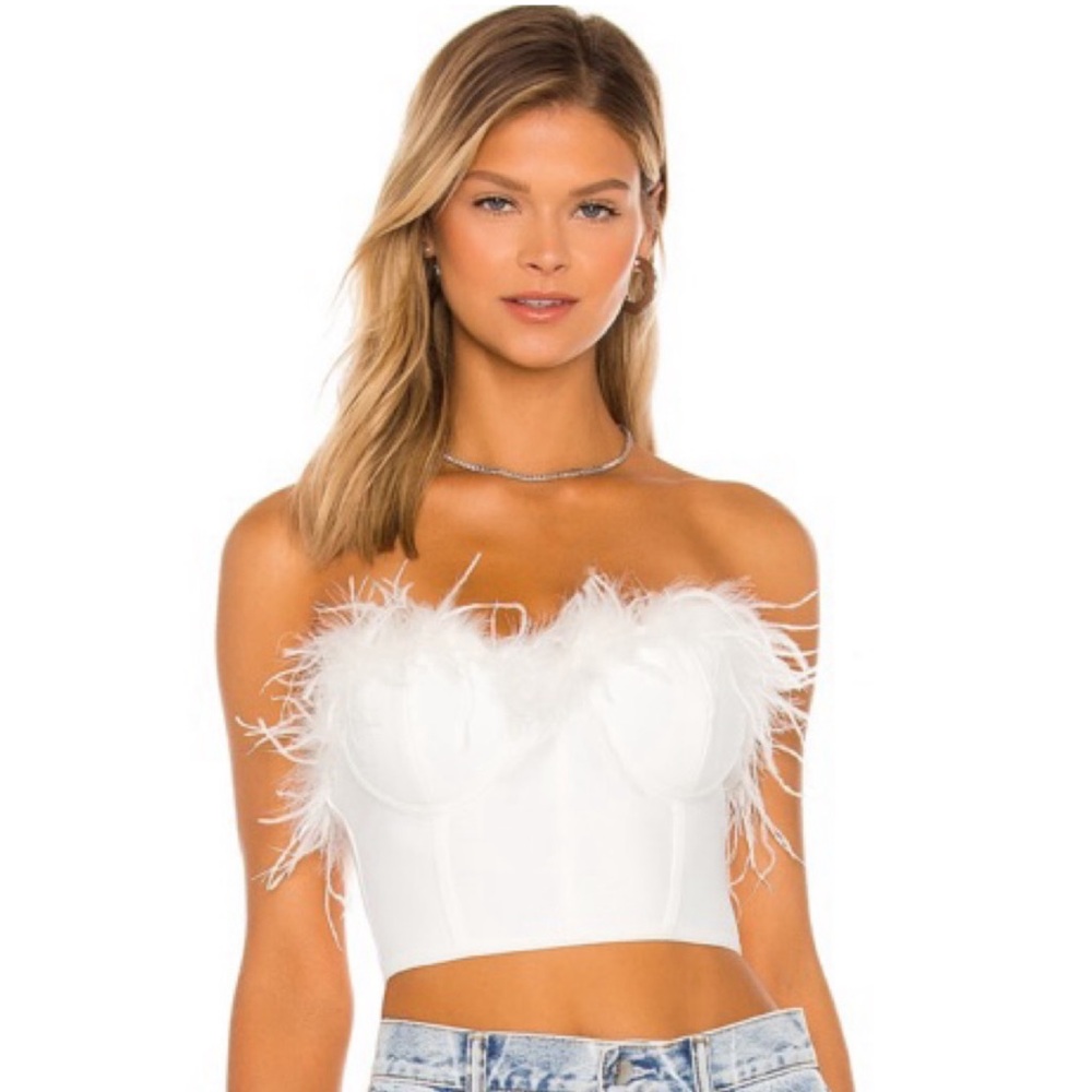 Ramona White Feathered Top by Superdown